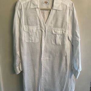 Talbots White Linen Blouse